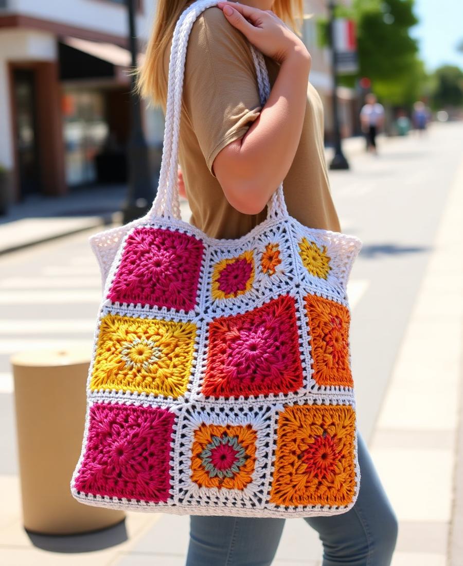 Torba szydełkowa granny squares
